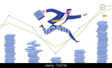 Imprenditore con salto di portafoglio per il successo obiettivo Illustrazione Vettoriale
