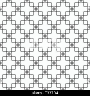 Abstract seamless pattern. Elegante e moderno con texture realizzata di intersezione delle croci. Ripetizione piastrelle geometriche. Motivo a mosaico. Lineare, stile arabo. Vettore. Illustrazione Vettoriale