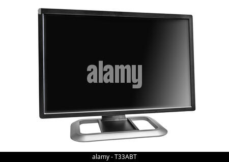 Ampio display LCD monitor per computer isolati su bianco. Separare la patch di ritaglio all'interno dello schermo e dintorni Foto Stock