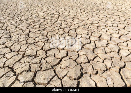 Terra sterile, il terreno asciutto in zone aride background e texture. Foto Stock