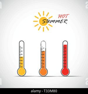 Calore icona termometro calda estate simbolo illustrazione vettoriale EPS10 Illustrazione Vettoriale