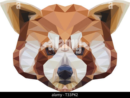 Bassa poli illustrazione di un panda rosso testa Foto Stock