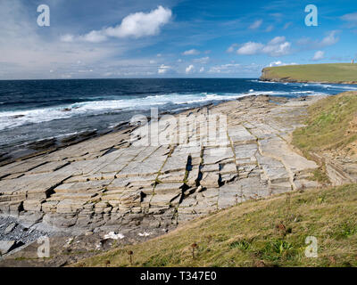 Stromness superiore formazione in lastricato, a nord ovest di Orkney continentale, Scotland, Regno Unito Foto Stock