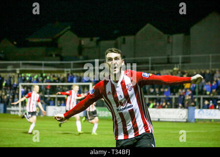 JAMIE MCDONAGH di Derry City FC durante il Airtricity League fixture tra Finn arpe FC & Derry City FC al Finn Park, Ballybofey Foto Stock