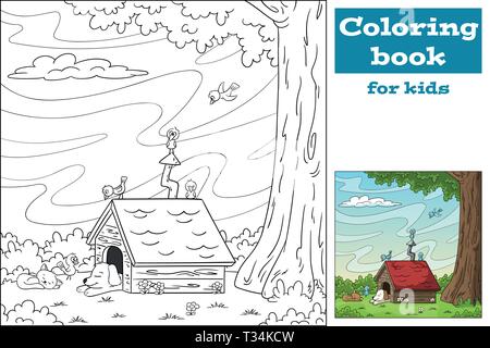 Libro da colorare per i bambini. Disegnare a mano illustrazione vettoriale con strati separati. Illustrazione Vettoriale