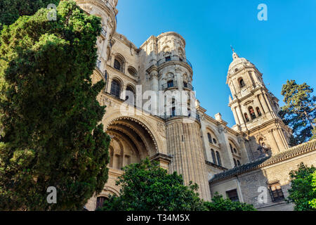 Cattedrale di incarnazione di Malaga, in Spagna nel giardino del sole Foto Stock