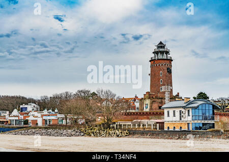 Il faro di Kolobrzeg è 26 metri di altezza, Kolobrzeg, West Pomerania, Polonia, Europa Foto Stock