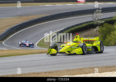 Birmingham, Alabama, Stati Uniti d'America. 6 apr, 2019. SIMON PAGENAUD (22) della Francia passa attraverso le spire durante la pratica per la Honda Indy Grand Prix of Alabama al Barber Motorsports Park di Birmingham, Alabama. (Credito Immagine: © Walter G Arce Sr Asp Inc/ASP) Foto Stock