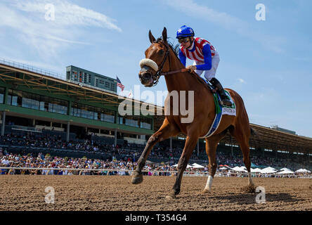 Arcadia, Ca, Stati Uniti d'America. 7 apr, 2019. Aprile 06, 2019: Bellafina con Flavien Prat vince la Santa Anita querce a Santa Anita Park in aprile 06, 2019 in Arcadia, California. Evers/Eclipse Sportswire/CSM/Alamy Live News Foto Stock