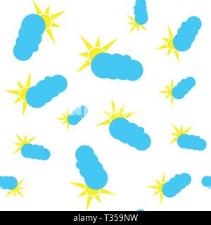 Illustrazione Vettoriale. Modello senza giunture sole e nuvole. Fustellato per il confezionamento di carta o carta da parati Illustrazione Vettoriale