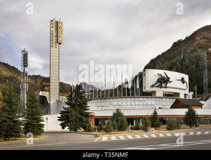 Stadio del ghiaccio in Medeu. Il Kazakistan Foto Stock