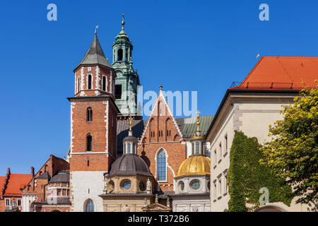 Wawel Royal Cattedrale di San Stanislao B. M. e san Venceslao M. a Cracovia, Polonia, romanico, gotico, barocco e architettura rinascimentale. Foto Stock