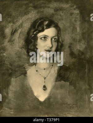 Ritratto di una donna, dipinto da un artista italiano Dario, Italia 1930