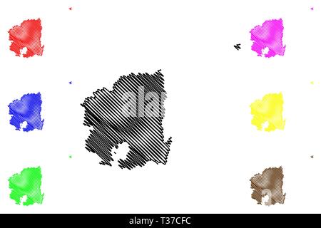 Nord Gyeongsang provincia (Corea del Sud, Repubblica di Corea, Rok, Province della Corea del Sud) mappa illustrazione vettoriale, scribble schizzo Gyeongbuk mappa Illustrazione Vettoriale