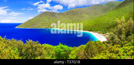 Bella spiaggia Antisamos,vista panoramica,Kefalonia,Grecia Foto Stock