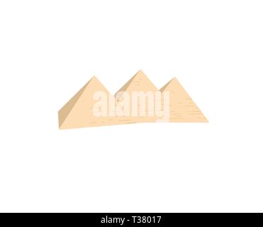 Tre piramidi a Giza - Cheope, Khafre e Menkaure, Egitto, al Cairo, icona moderna illustrazione vettoriale Illustrazione Vettoriale