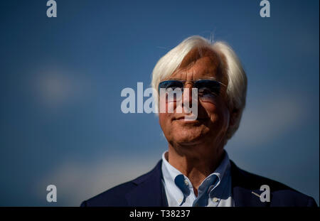 Arcadia, Ca, Stati Uniti d'America. 7 apr, 2019. Aprile 06, 2019: Bob Baffert dopo aver vinto la Santa Anita Derby al Santa Anita Park in aprile 06, 2019 in Arcadia, California. Evers/Eclipse Sportswire/CSM/Alamy Live News Foto Stock