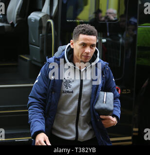 Fir Park, Motherwell, Regno Unito. 7 apr, 2019. Ladbrokes Premiership, Motherwell contro Rangers; James Tavernier del Rangers arriva per la partita di oggi solo uso editoriale, è richiesta una licenza per uso commerciale. Nessun uso in scommesse, giochi o un singolo giocatore/club/league pubblicazione. Credit:Azione Plus sport/Alamy Live News Foto Stock