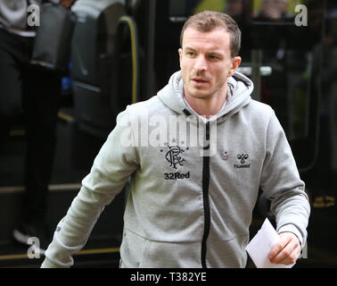 Fir Park, Motherwell, Regno Unito. 7 apr, 2019. Ladbrokes Premiership, Motherwell contro Rangers; Andrew Halliday dei Rangers arriva per il match vs Motherwell solo uso editoriale, è richiesta una licenza per uso commerciale. Nessun uso in scommesse, giochi o un singolo giocatore/club/league pubblicazione. Credit:Azione Plus sport/Alamy Live News Foto Stock