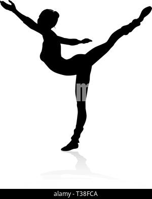 Ballet Dancing Silhouette Illustrazione Vettoriale