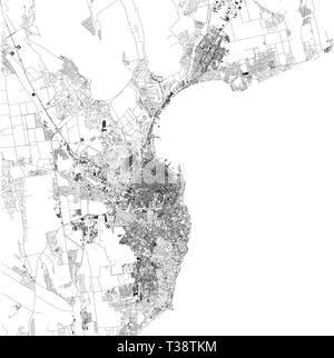 Mappa satellitare di Odessa è la terza città più popolosa dell'Ucraina. Situato sulla costa nord-occidentale del Mar Nero. Per le strade delle città della città Illustrazione Vettoriale