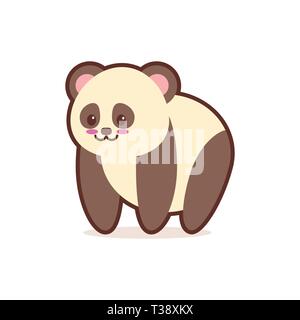 Panda simpatico cartoon personaggio dei fumetti con volto sorridente felice gli Emoji anime kawaii stile animali divertenti per bambini concetto illustrazione vettoriale Illustrazione Vettoriale
