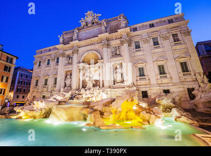 Roma, Italia. Fontana di Trevi (Fontana di Trevi) più famosa fontana di Roma. Foto Stock