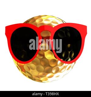 La pallina da golf con occhiali da sole. 3d illustrazione Foto stock - Alamy