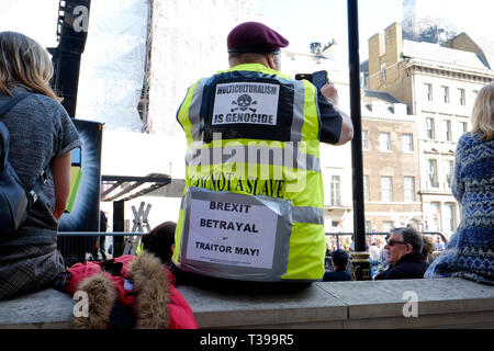 Giubbotti di giallo UK uniti a pro brexit protesta nel centro di Londra Foto Stock