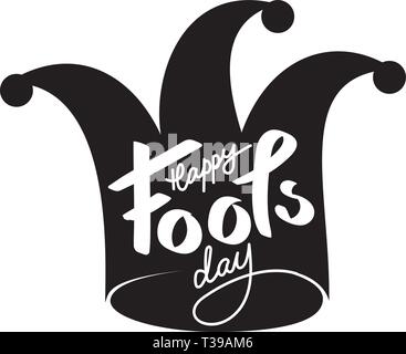 April Fools Day, testo design. La calligrafia del vettore. Tipografia poster. La scrittura a mano e lettering per parola medico per biglietti di auguri, banner, poster Illustrazione Vettoriale