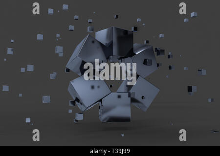 3D rendering, creative a cubetti con senso di scienza e tecnologia, computer immagine digitale Foto Stock