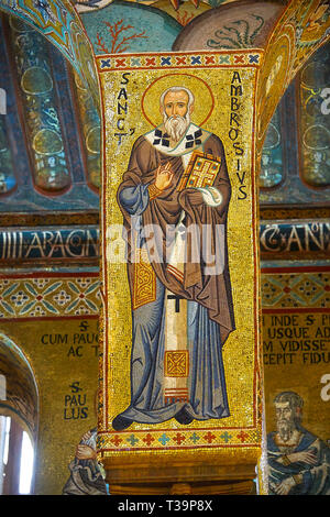 Medievale in stile bizantino mosaici di Sant'Ambrogio, la Cappella Palatina, Cappella Palatina, Palermo, Italia Foto Stock