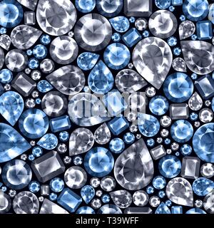 Seamless colorate Pietre preziose Diamanti pattern. Gioielli di lusso. sfondo Foto Stock