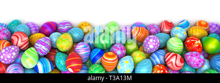 Pila di luminosa e colorata Uova di Pasqua - 3D render Foto Stock