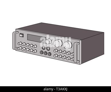 Karaoke mixer e amplificatore. Prospettiva illustrazione vettoriale Illustrazione Vettoriale