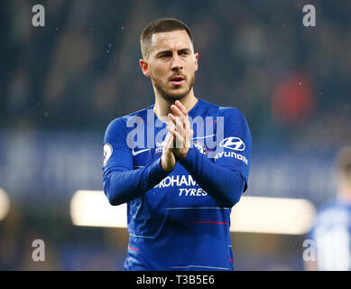 Londra, Regno Unito. 08 apr, 2019. Del Chelsea Eden rischio durante il Premier League inglese tra Chelsea e West Ham United a Stadio Stamford Bridge, Londra, Inghilterra il 08 Apr 2019. Credit: Azione Foto Sport/Alamy Live News Foto Stock