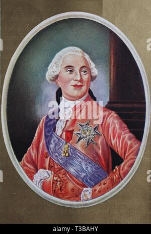 Louis XVI, 1754 - 1793, nato Louis-Auguste, era l'ultimo Re di Francia prima della caduta della monarchia durante la Rivoluzione Francese, storico illustr Foto Stock