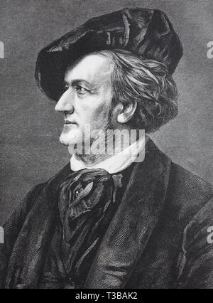 Wilhelm Richard Wagner, 1813-1883, del compositore tedesco, direttore del teatro, polemista, 1880, storico illustrazione, Germania, Europa Foto Stock