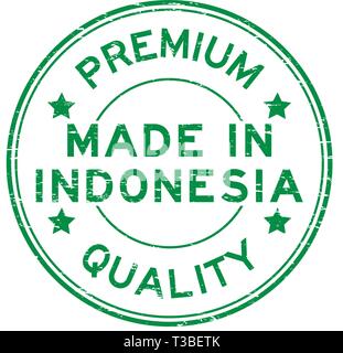 Green Grunge premium quality made in Indonesia round timbro di gomma Illustrazione Vettoriale