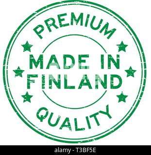 Green Grunge premium quality made in Finlandia intorno la guarnizione in gomma del timbro Illustrazione Vettoriale