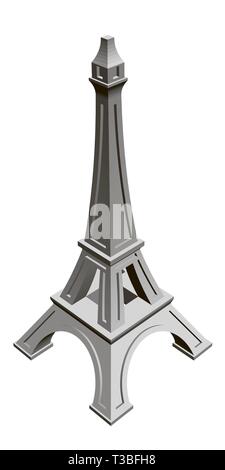 Mini Tour Eiffel. Vista isometrica. Torre Eiffel isolati su sfondo bianco. 3D. Illustrazione Vettoriale Illustrazione Vettoriale