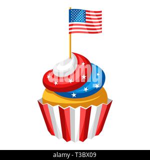 Tortina con bandiera americana. Giorno di indipendenza illustrazione. Illustrazione Vettoriale