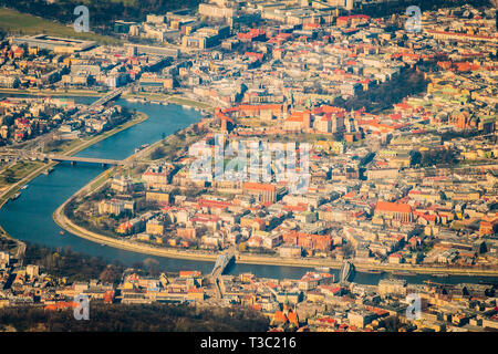 Cracovia in Polonia - Marzo 22, 2019 - vista aerea del centro città Foto Stock