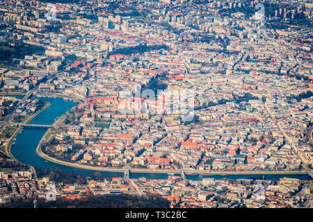 Cracovia in Polonia - Marzo 22, 2019 - vista aerea del centro città Foto Stock