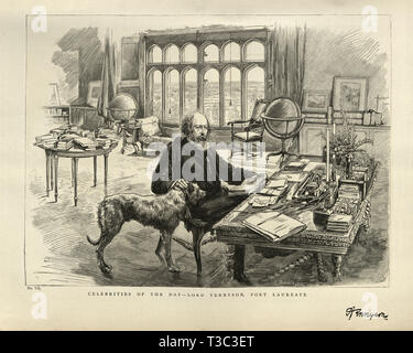 Incisione Vintage Alfred Tennyson signore, poeta Laureate, 1884, il grafico, 1884 Foto Stock