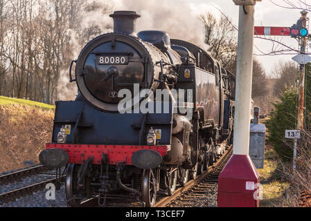 East Lancs ferroviaria gala vapore Feb 2015. La Principessa Elisabetta classe serbatoio del motore n. 80080 Foto Stock