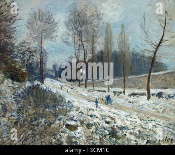 Alfred Sisley (1839 - 1899) - percorso di marly le roi nella neve 1877 Foto Stock