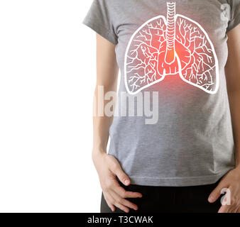 Immagine composita della evidenziata in rosso feriti polmoni / organo interno malattia Foto Stock