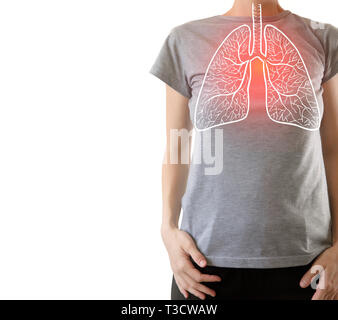Immagine composita della evidenziata in rosso feriti polmoni / organo interno malattia Foto Stock
