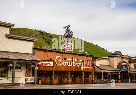 Via dello shopping a Jackson Hole, Wyoming, Wy, USA, giugno 26, 2011 estate Foto Stock